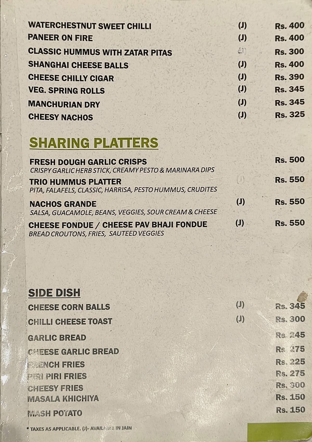 Crave Junction menu