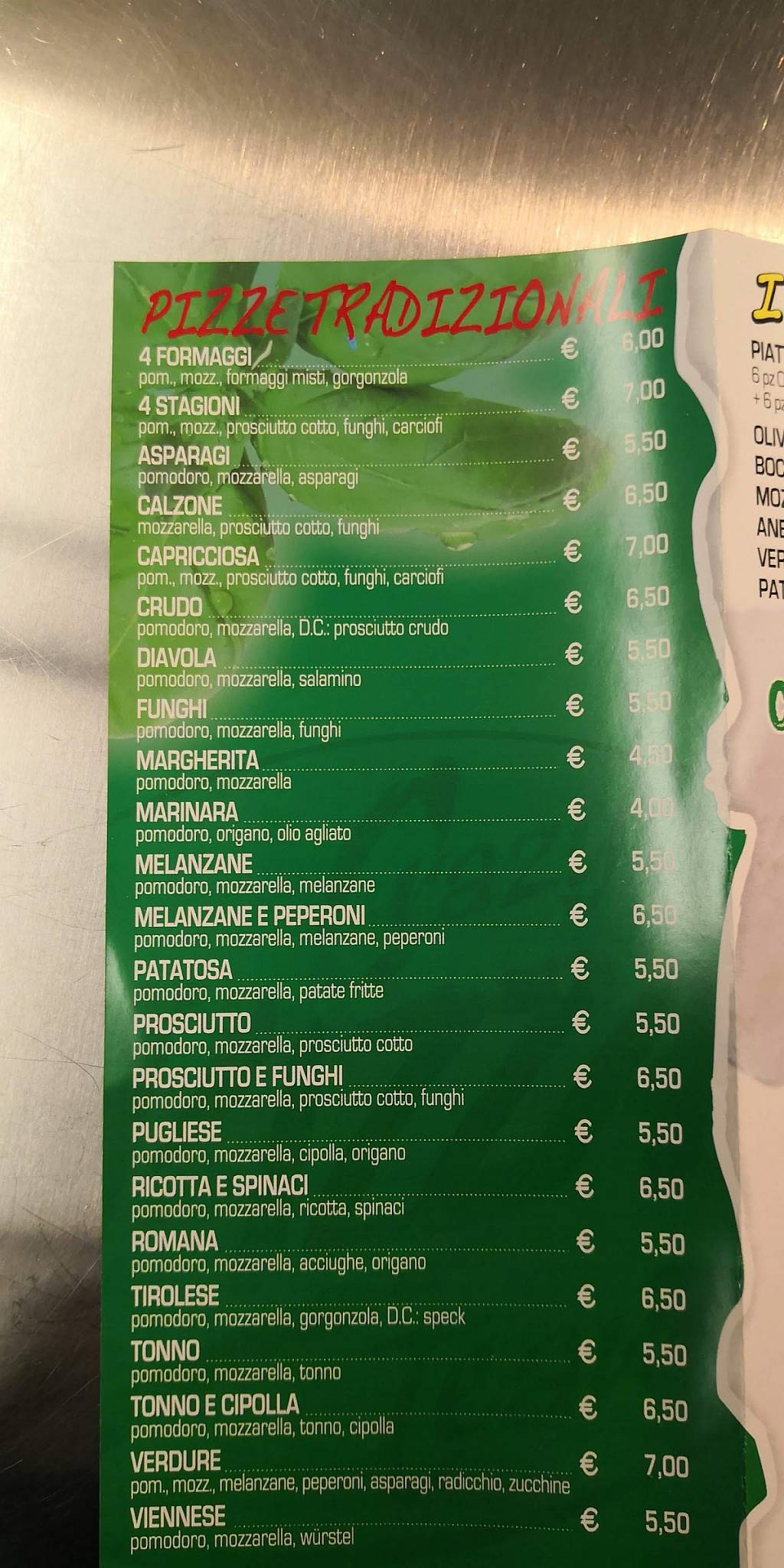 Menu di Crazy Pizza 