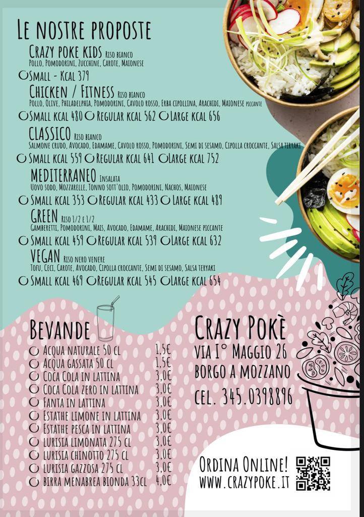 Menu di Crazy Poke Borgo a Mozzano 