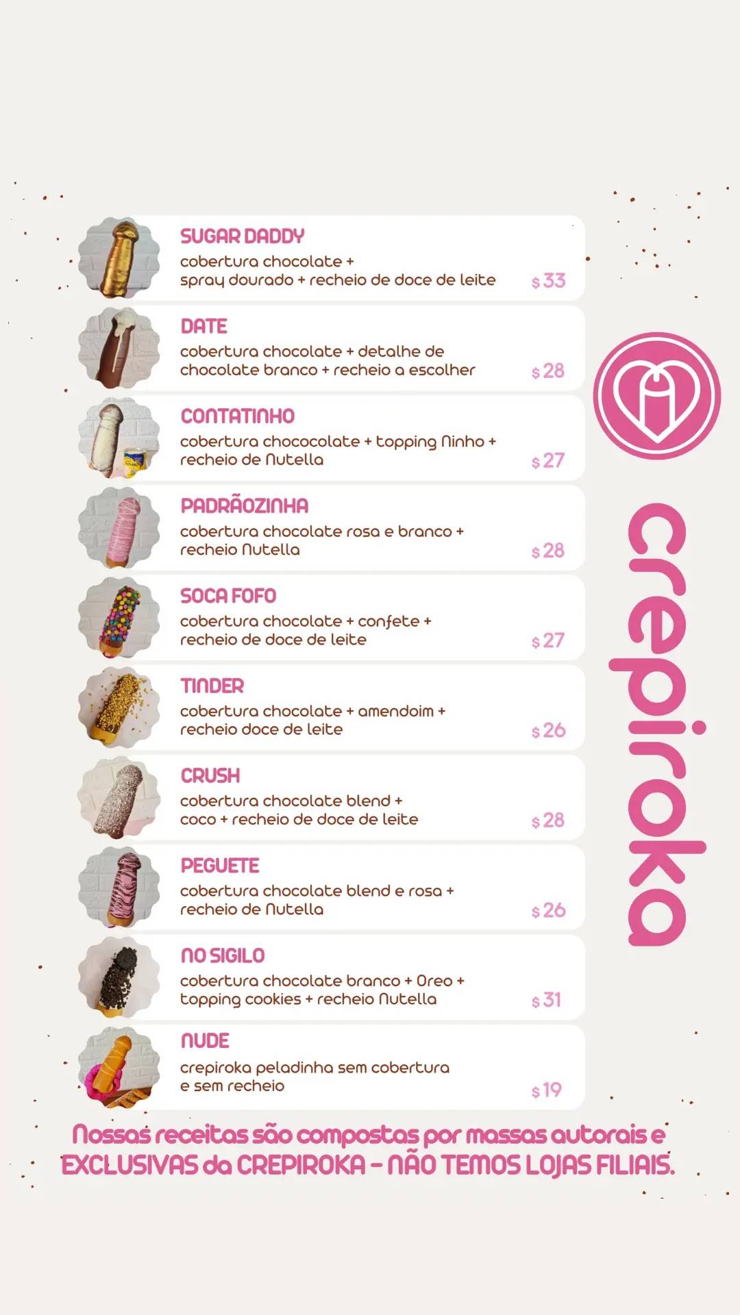 Crepiroka cardápio