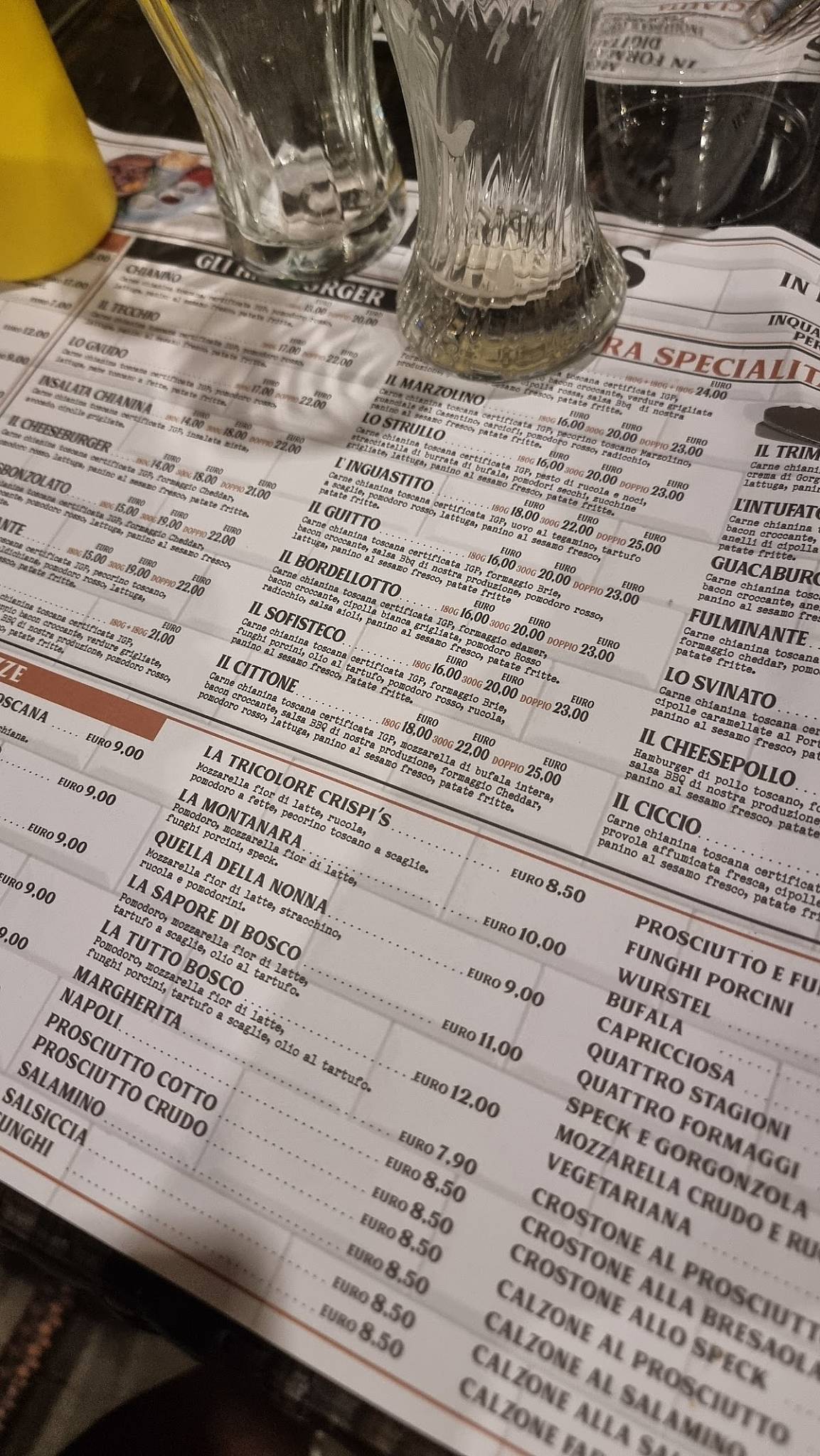Menu di Crispi's Ristorante Hamburgeria Pizzeria 
