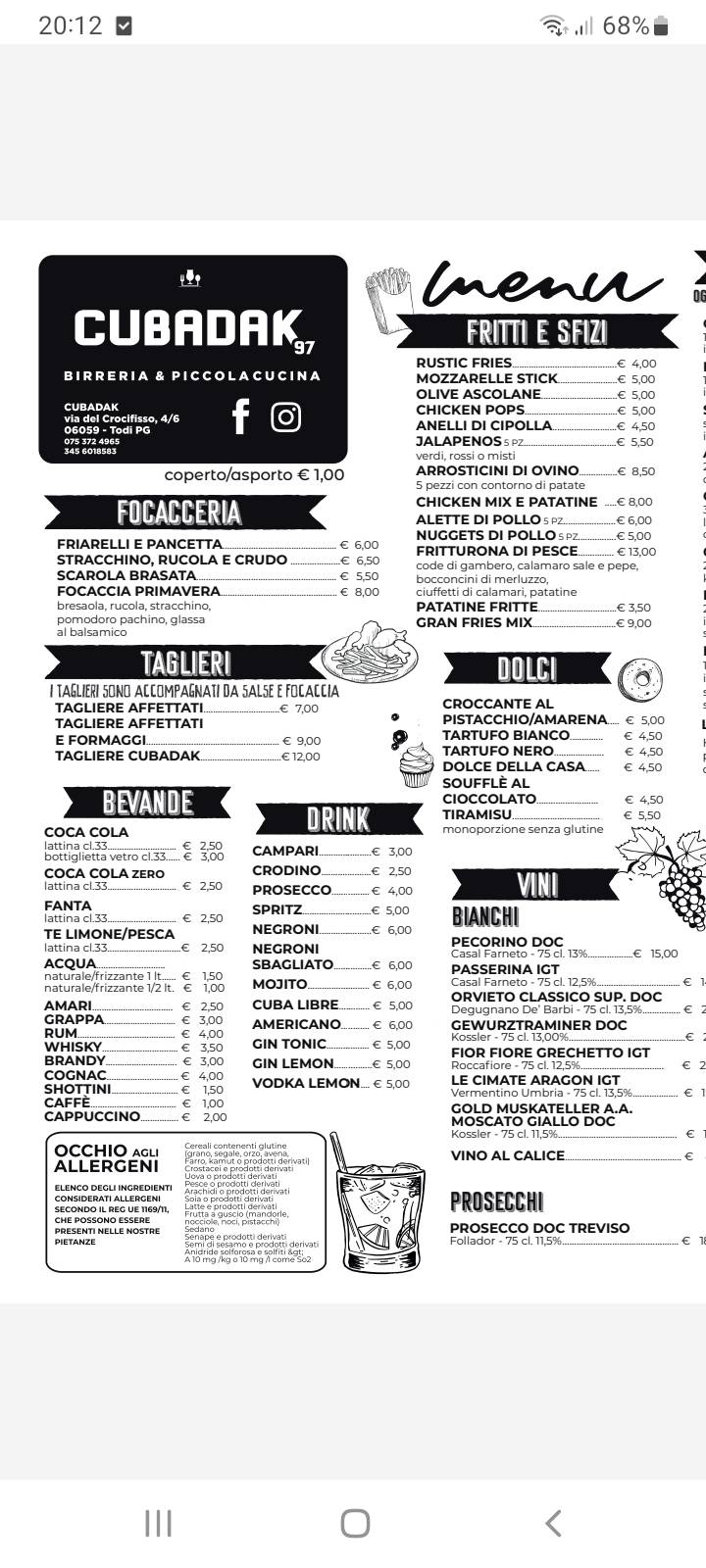 Menu di Cubadak 97 