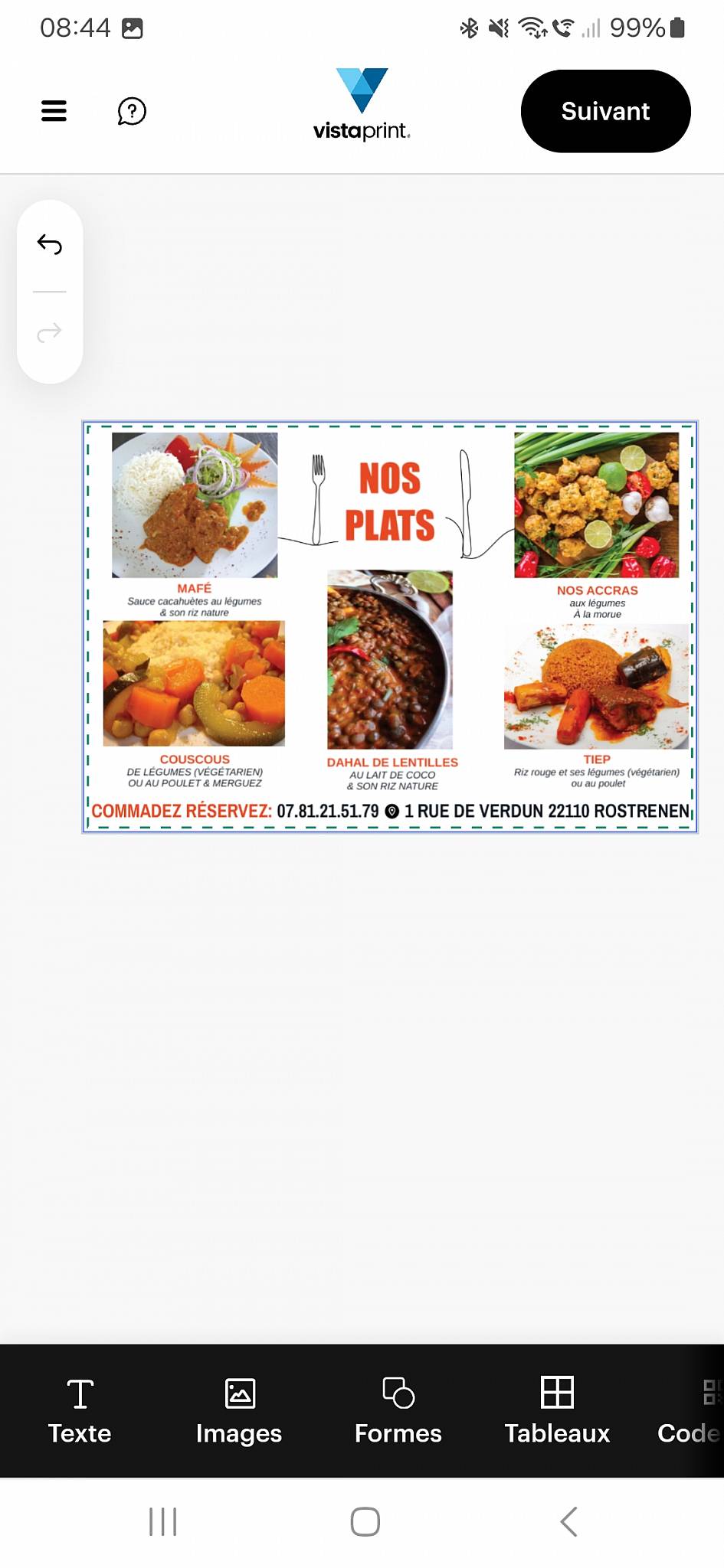 Menu de Cuisine du Monde