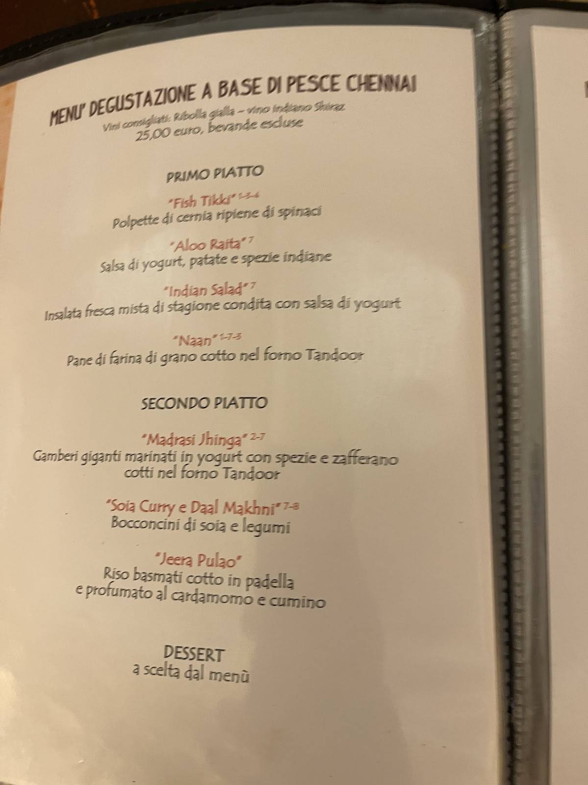 Menu di Ristorante Indiano Curcuma 