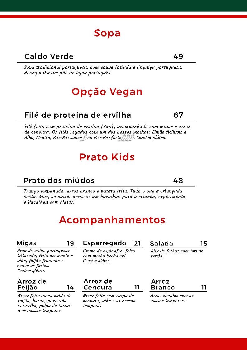 Afonso's cardápio