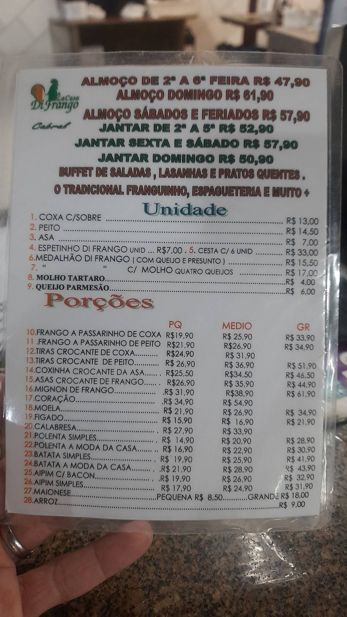 La Casa Di Frango cardápio