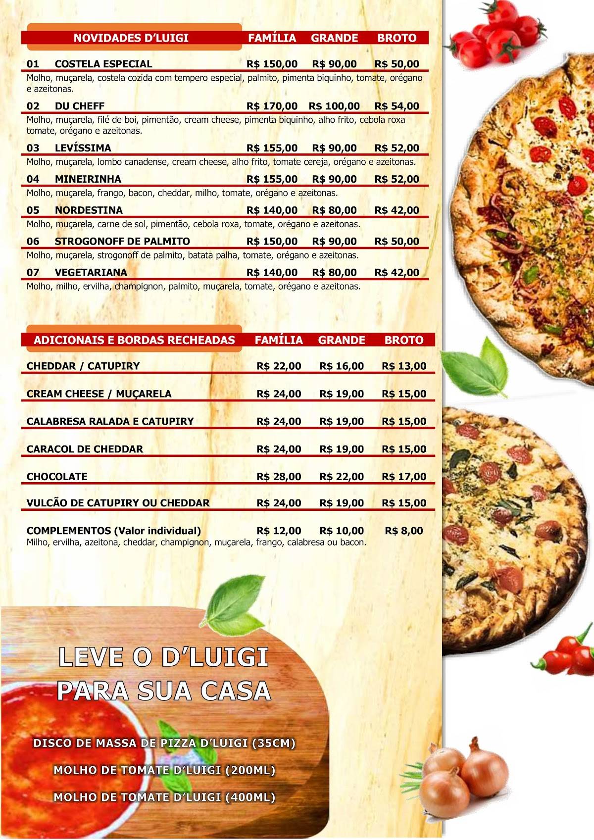 Pizzaria D'luigi cardápio