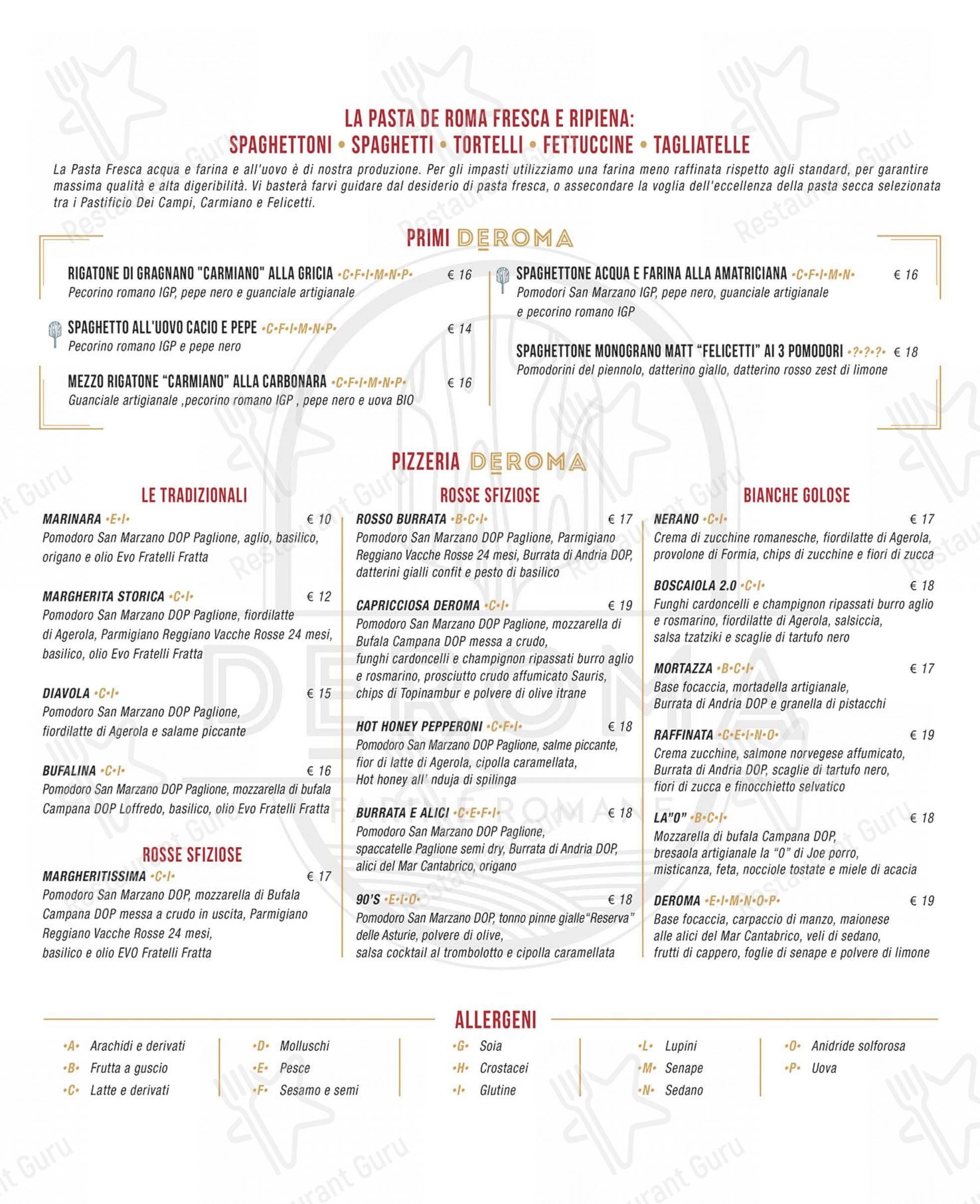 DEROMA - Farine Romane in Roma - Коктейльная карта