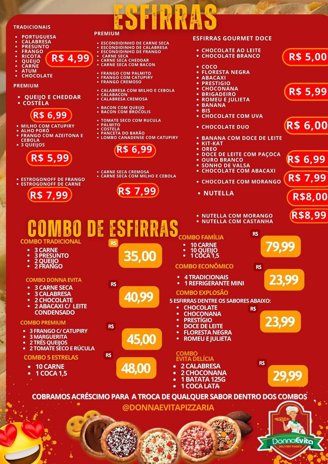 DONNA EVITA Pizzaria& Esfihas Delivery cardápio