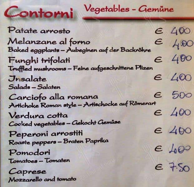 Menu di Hostaria Da Bruno 