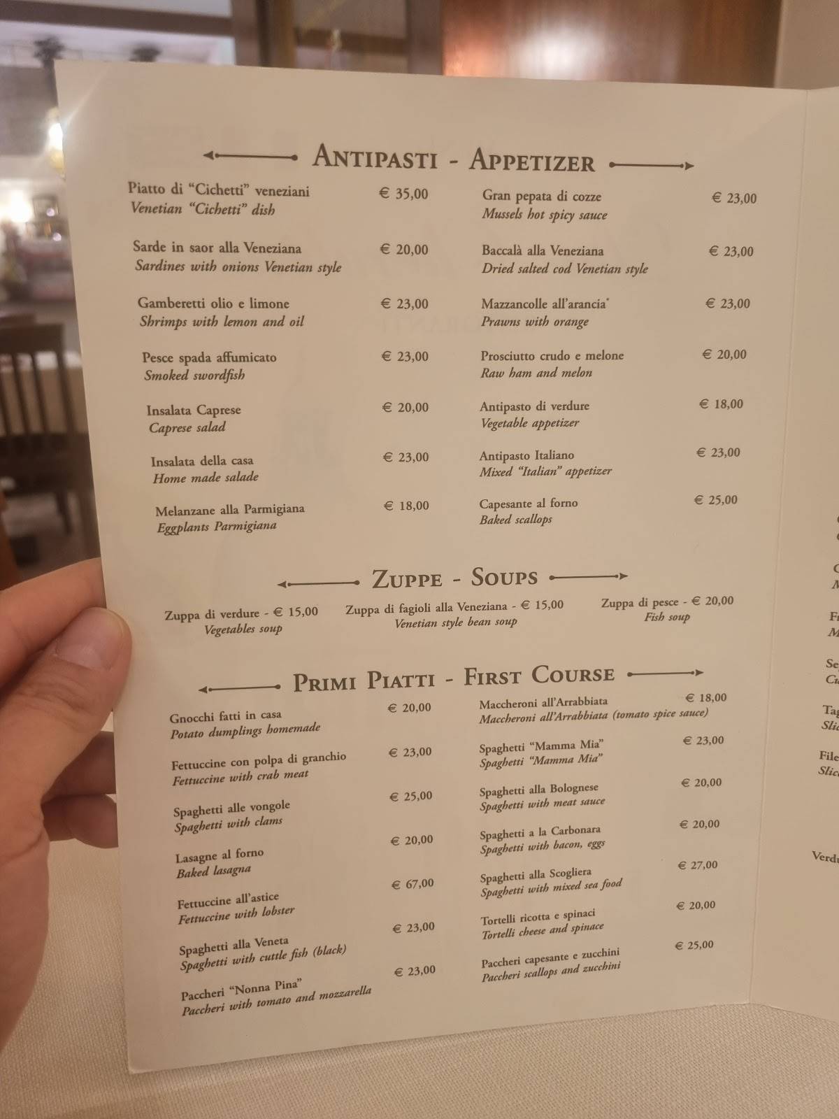 Menu di Da Cherubino 