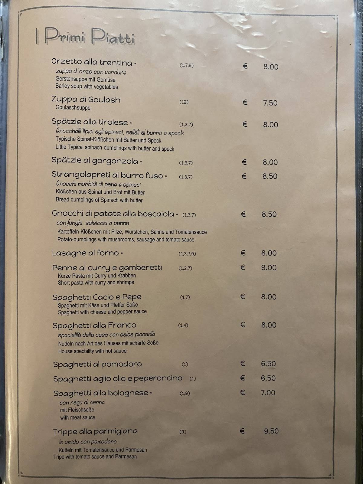 Menu di Ristorante Pizzeria Bar da Demetrio 