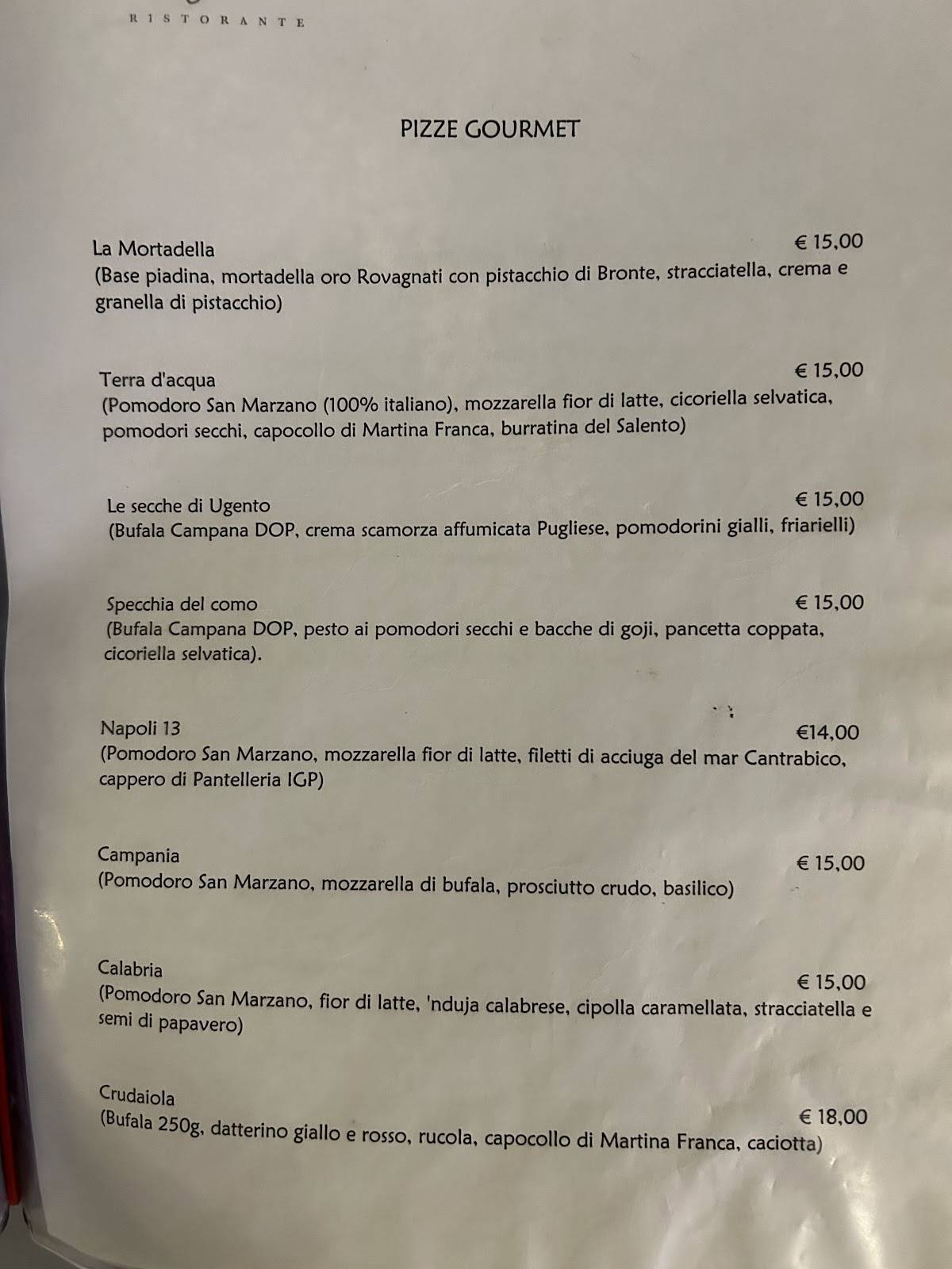 Menu di Da Gianni Ristorante 
