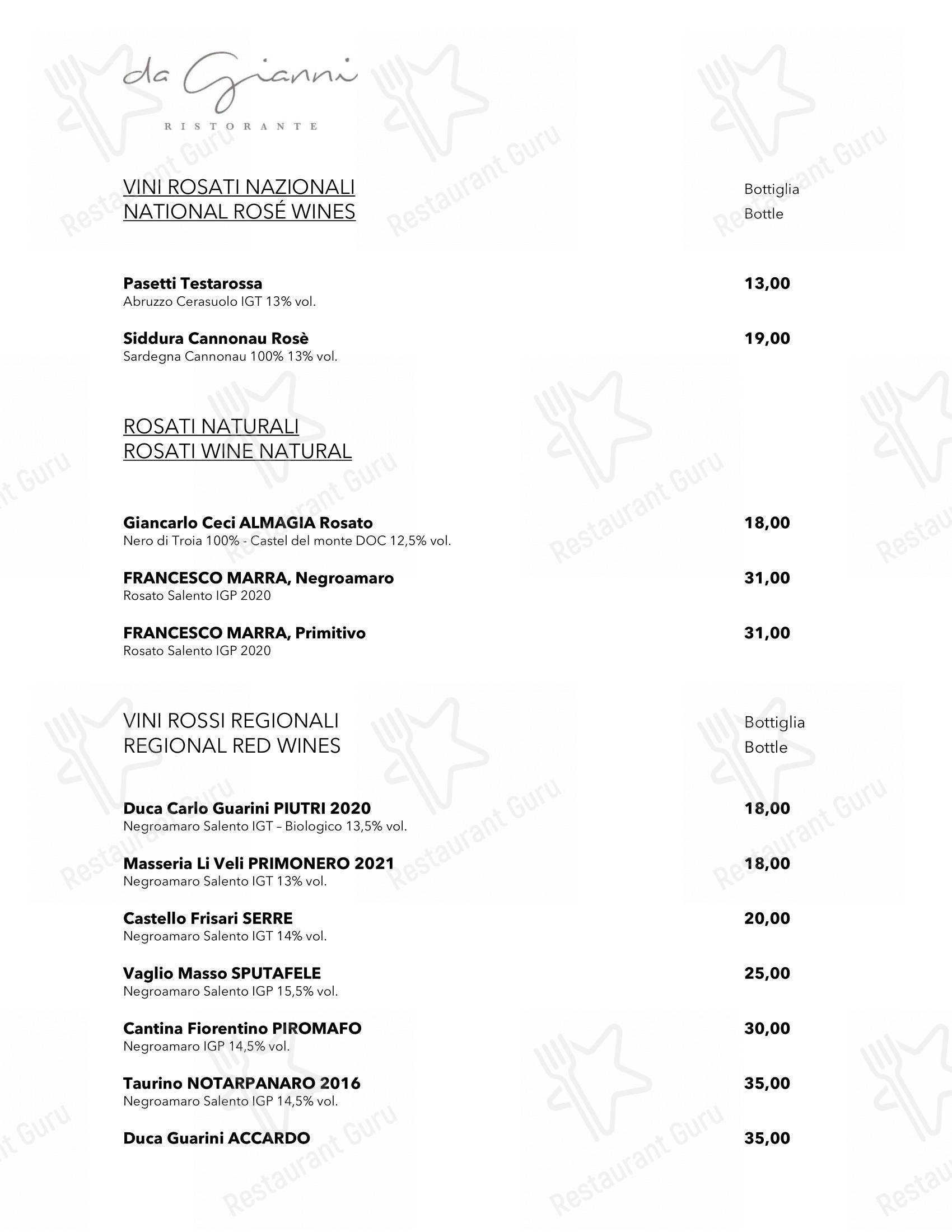 Основное меню per Da Gianni Ristorante in Torre Mozza