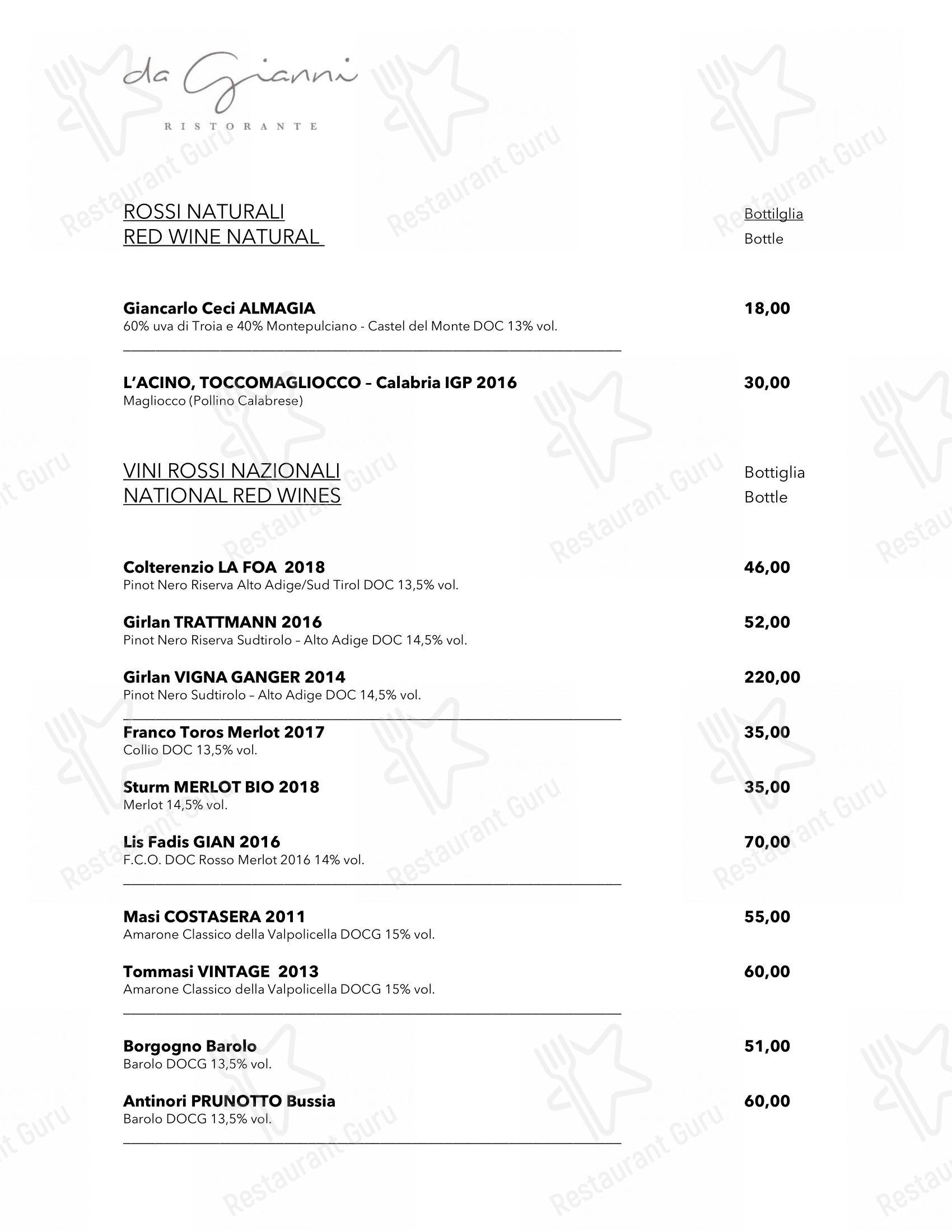 Da Gianni Ristorante in Torre Mozza - Основное меню