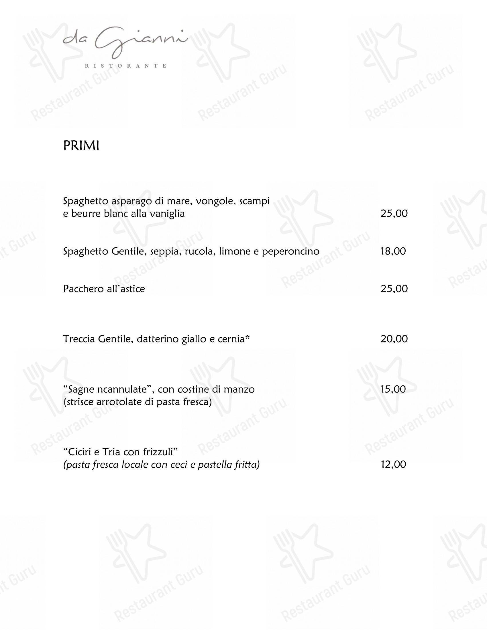 Da Gianni Ristorante in Torre Mozza - Menu bar
