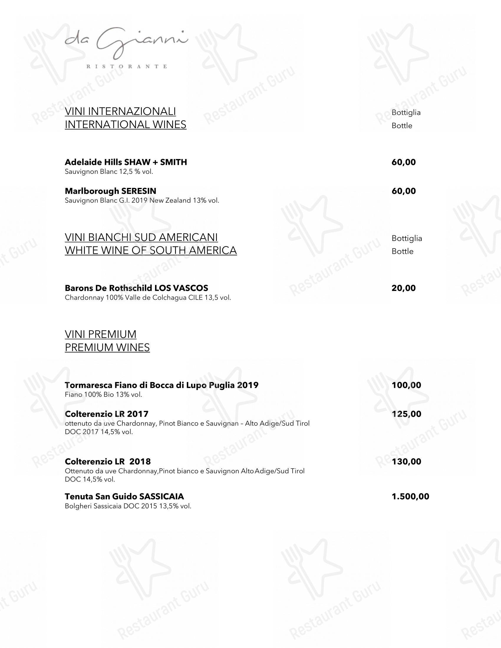 Основное меню per Da Gianni Ristorante in Torre Mozza