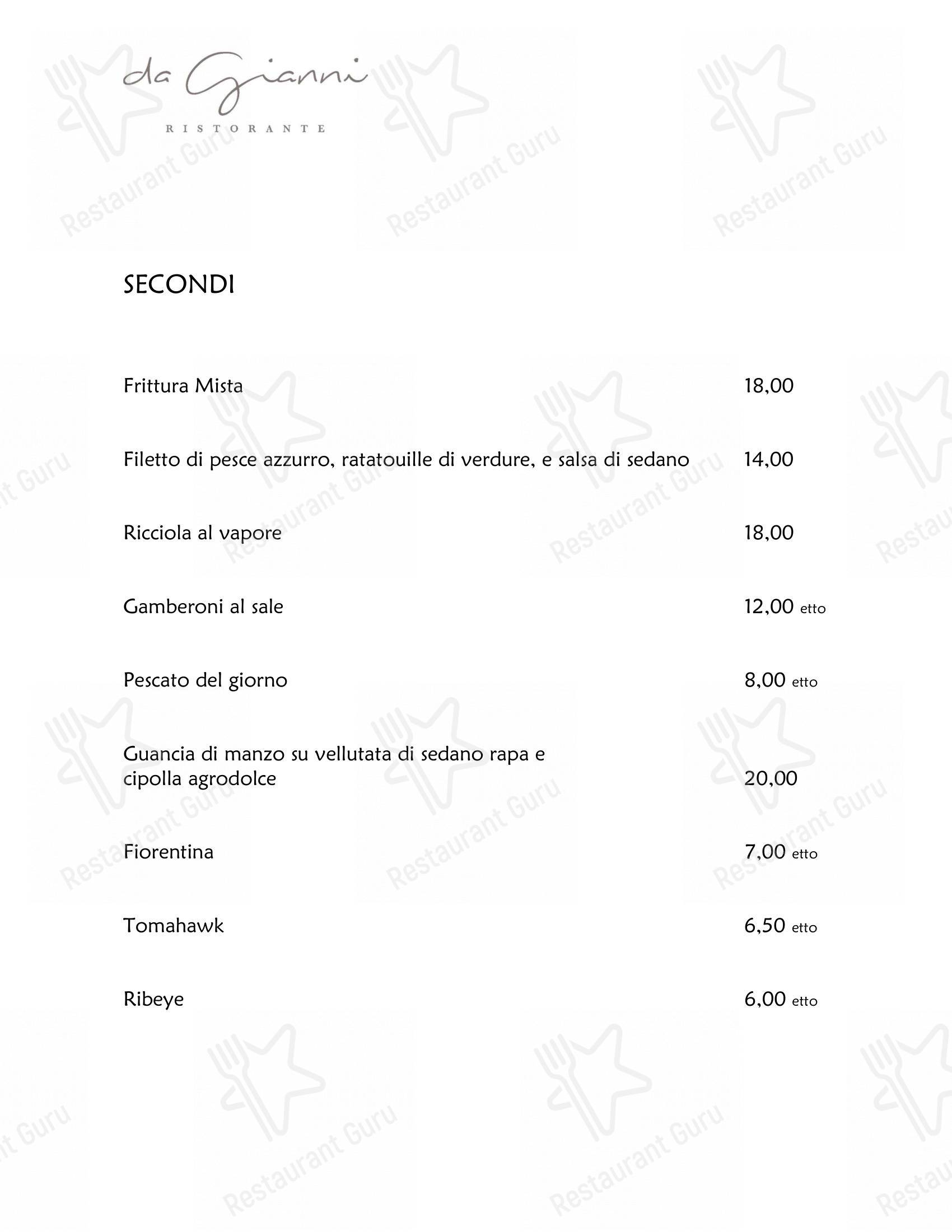 Menu di Da Gianni Ristorante - Menu bar