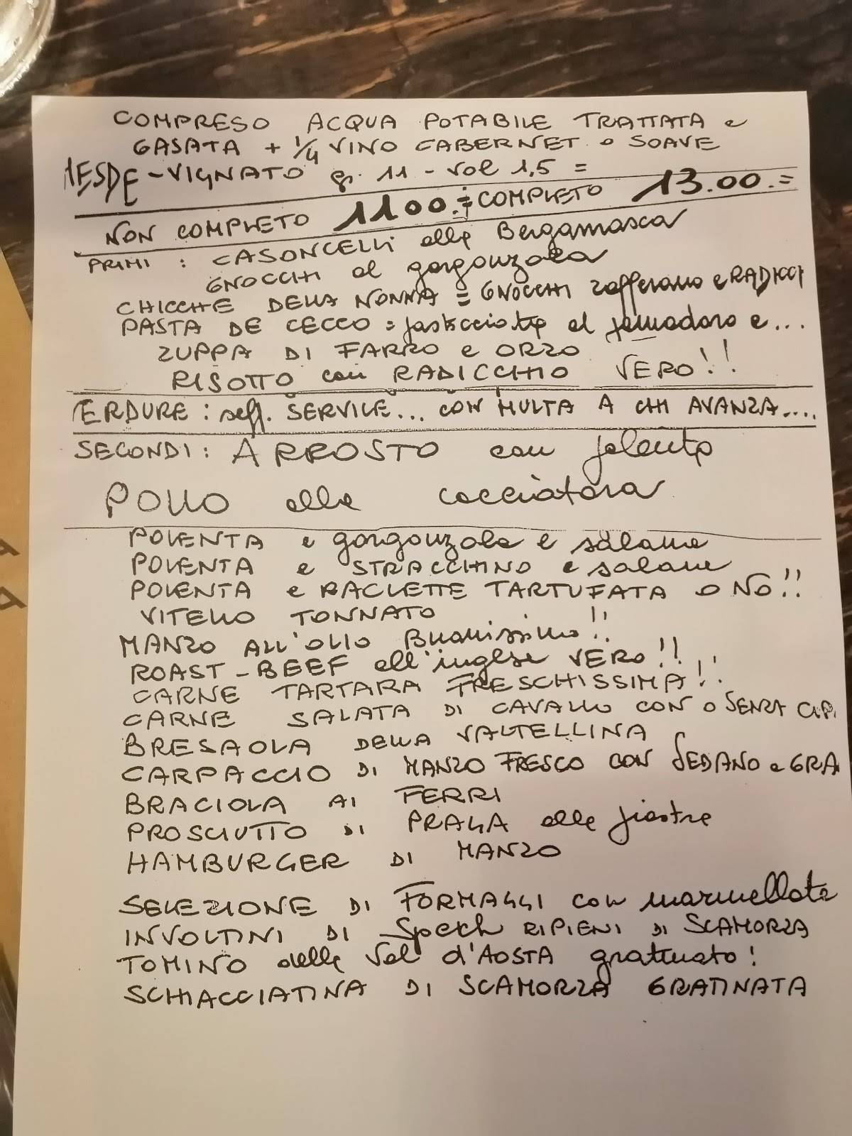 Menu di Trattoria D'Ambrosio Da Giuliana 