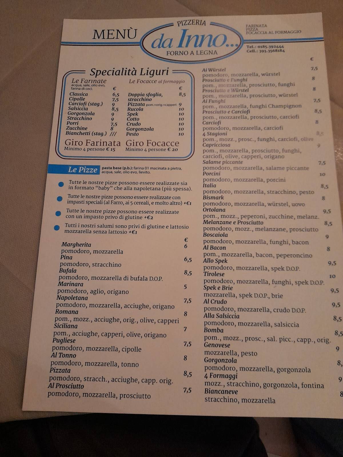 Menu di Da Inno - Pizza e Farinata 