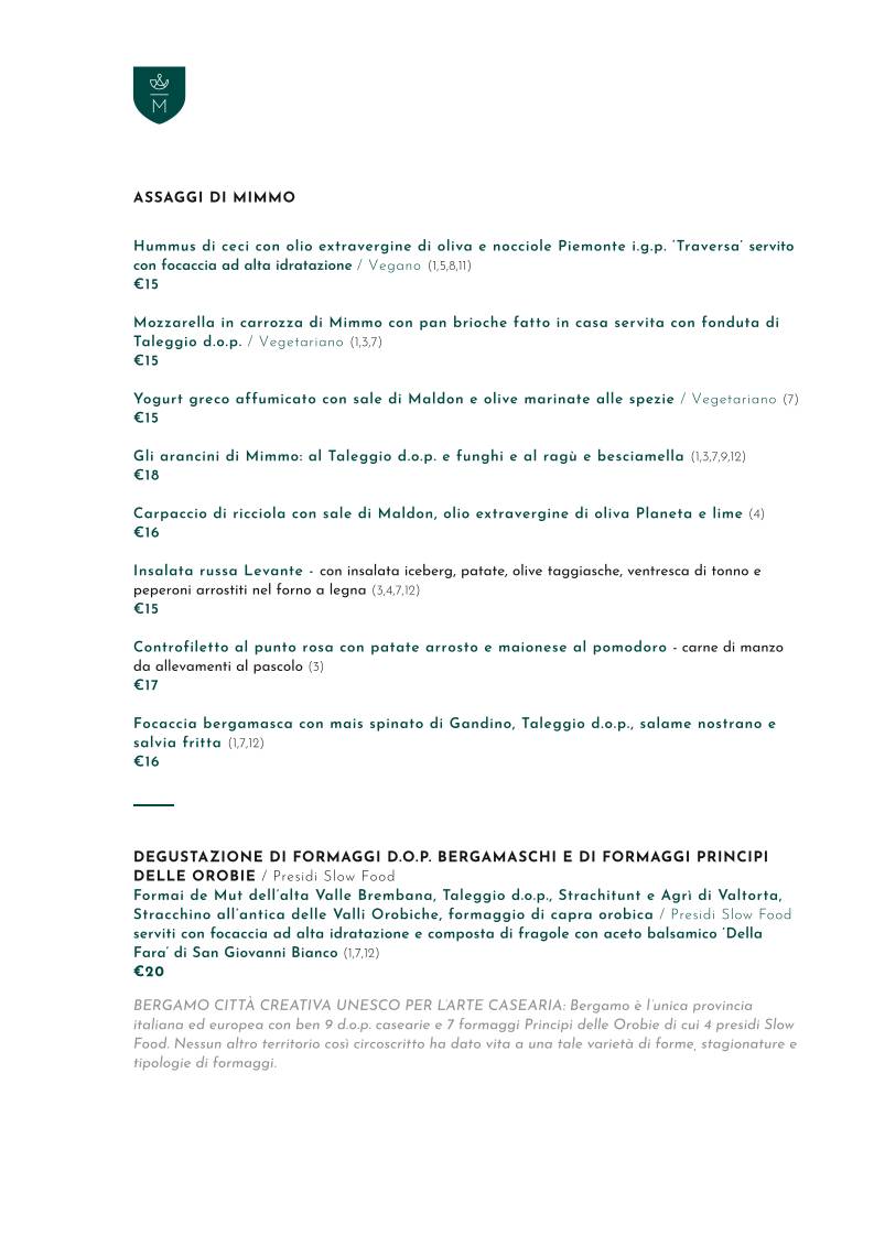 Menu di Ristorante Pizzeria da Mimmo 