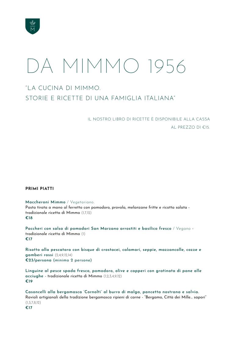 Menu di Ristorante Pizzeria da Mimmo 