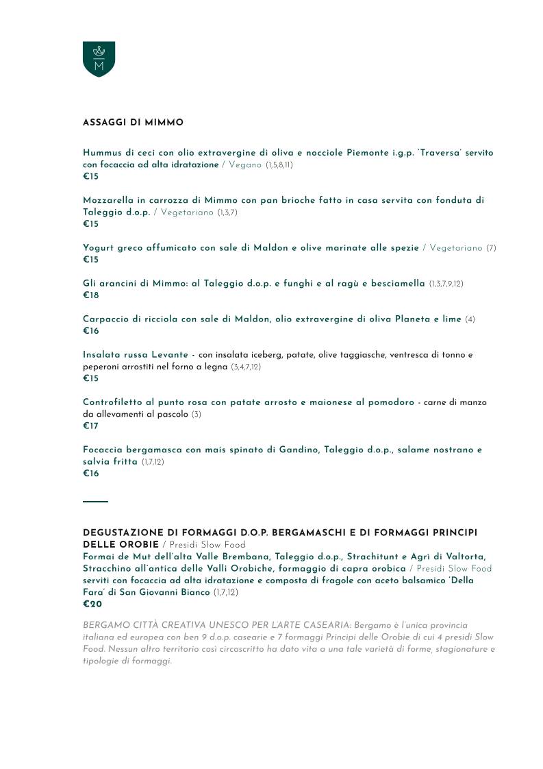 Menu di Ristorante Pizzeria da Mimmo 