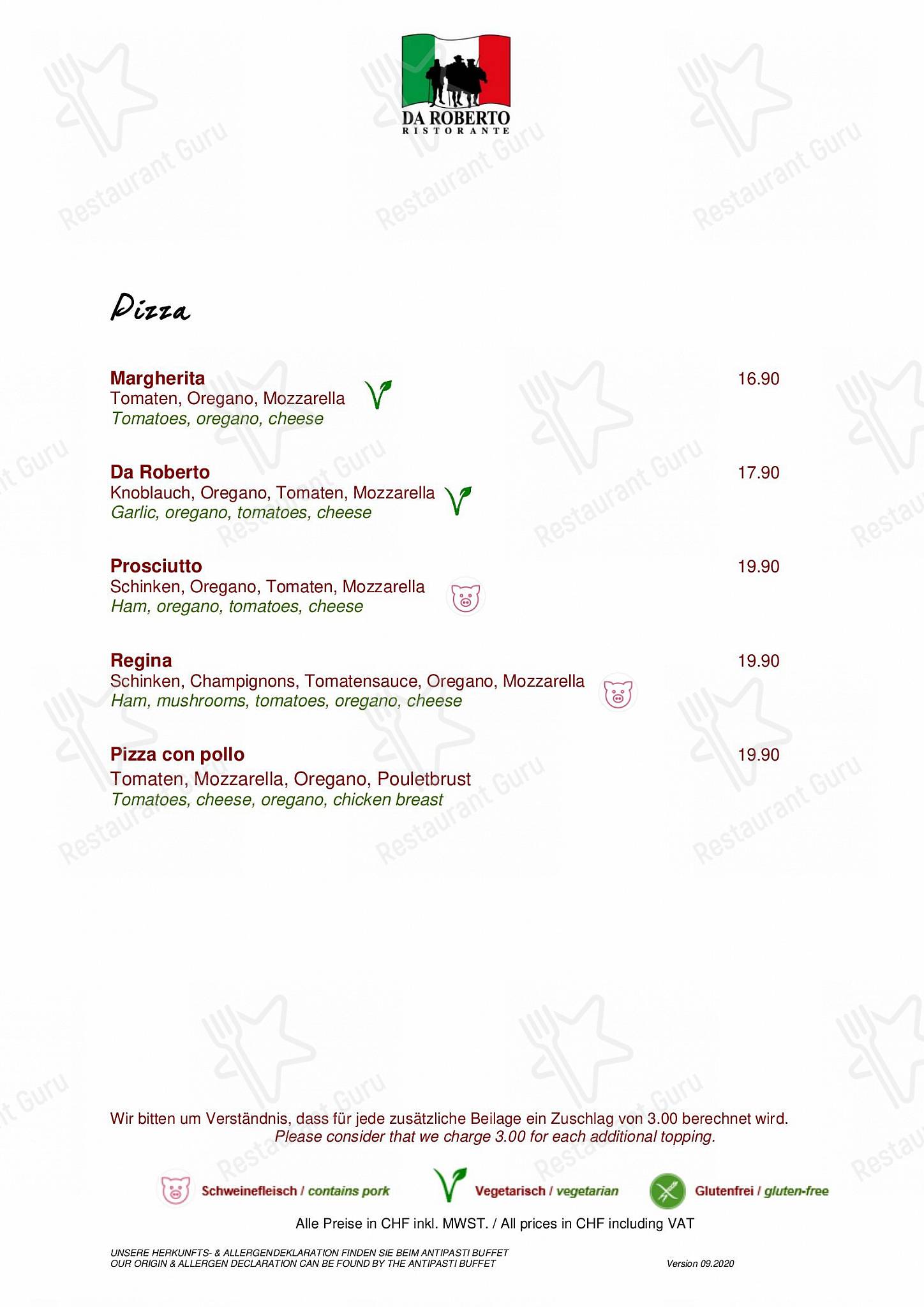 Ristorante Da Roberto in Basilea - Catering Menu
