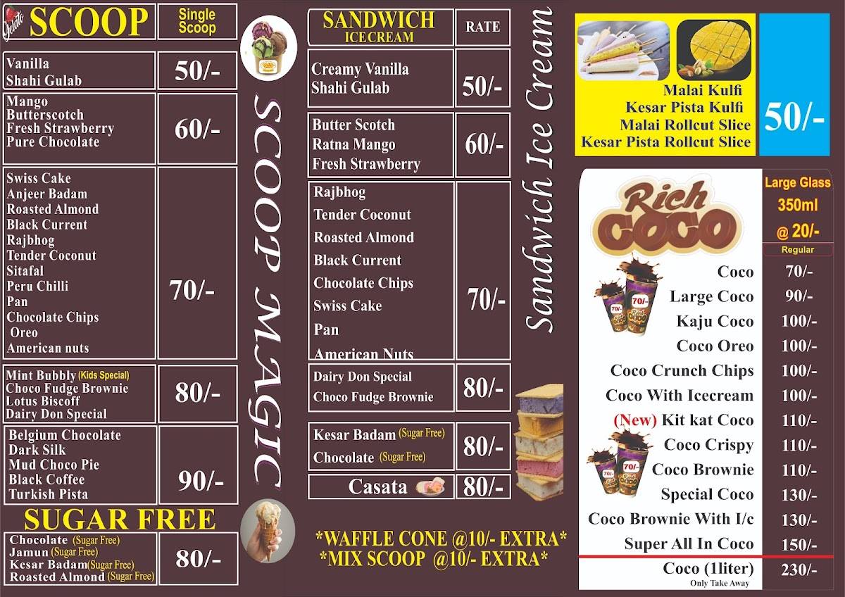 Dairy Don Ice Cream menu