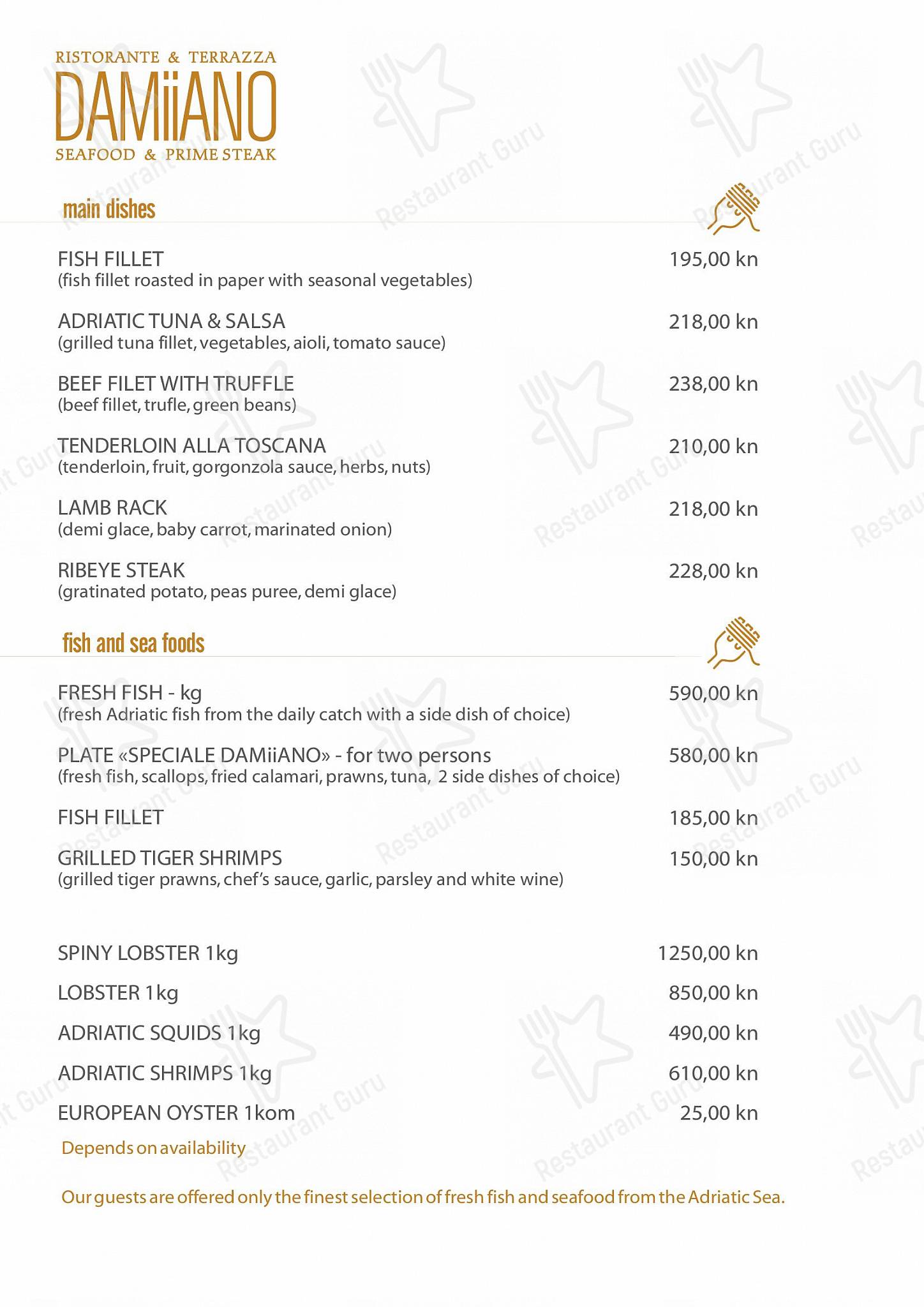 Menu bar per Damianii Luxury Boutique Hotel & Spa ristorante con griglia