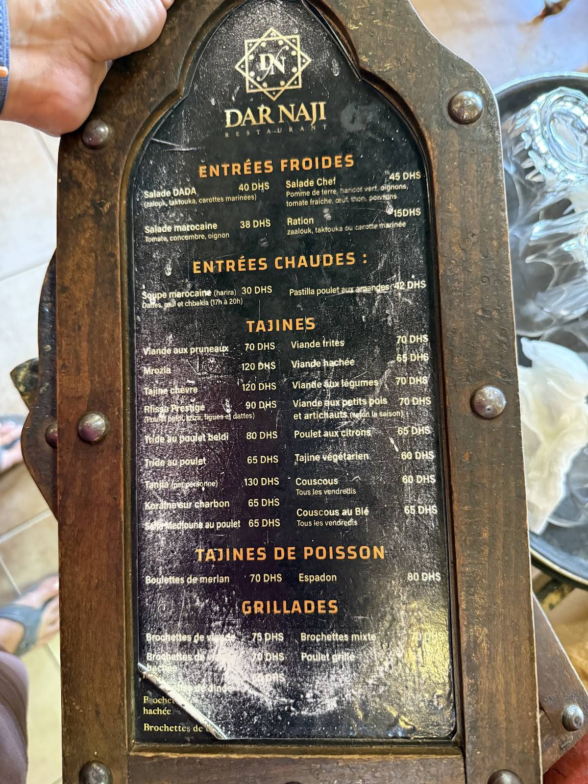 Menu de Dar Naji Rabat Hassan