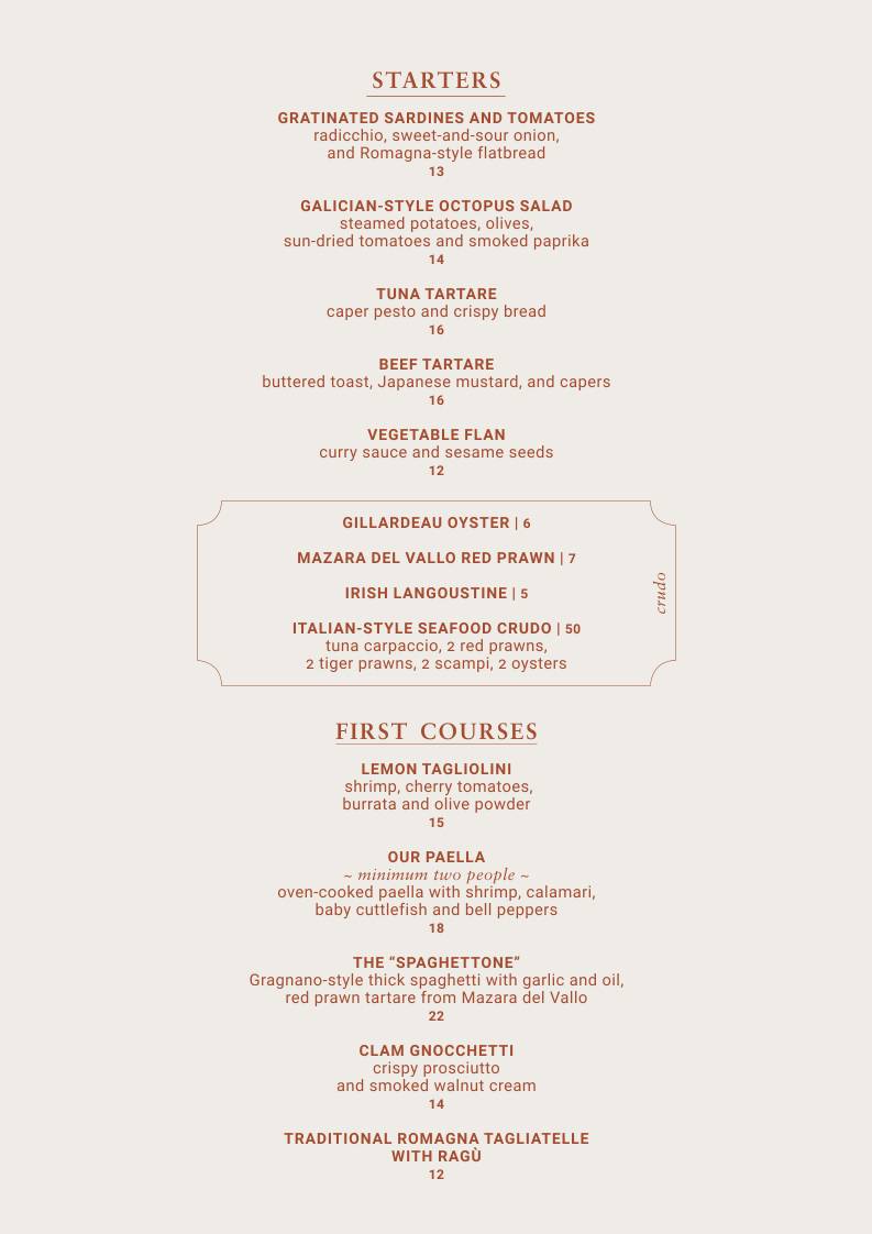 Menu de Darsena Sunset