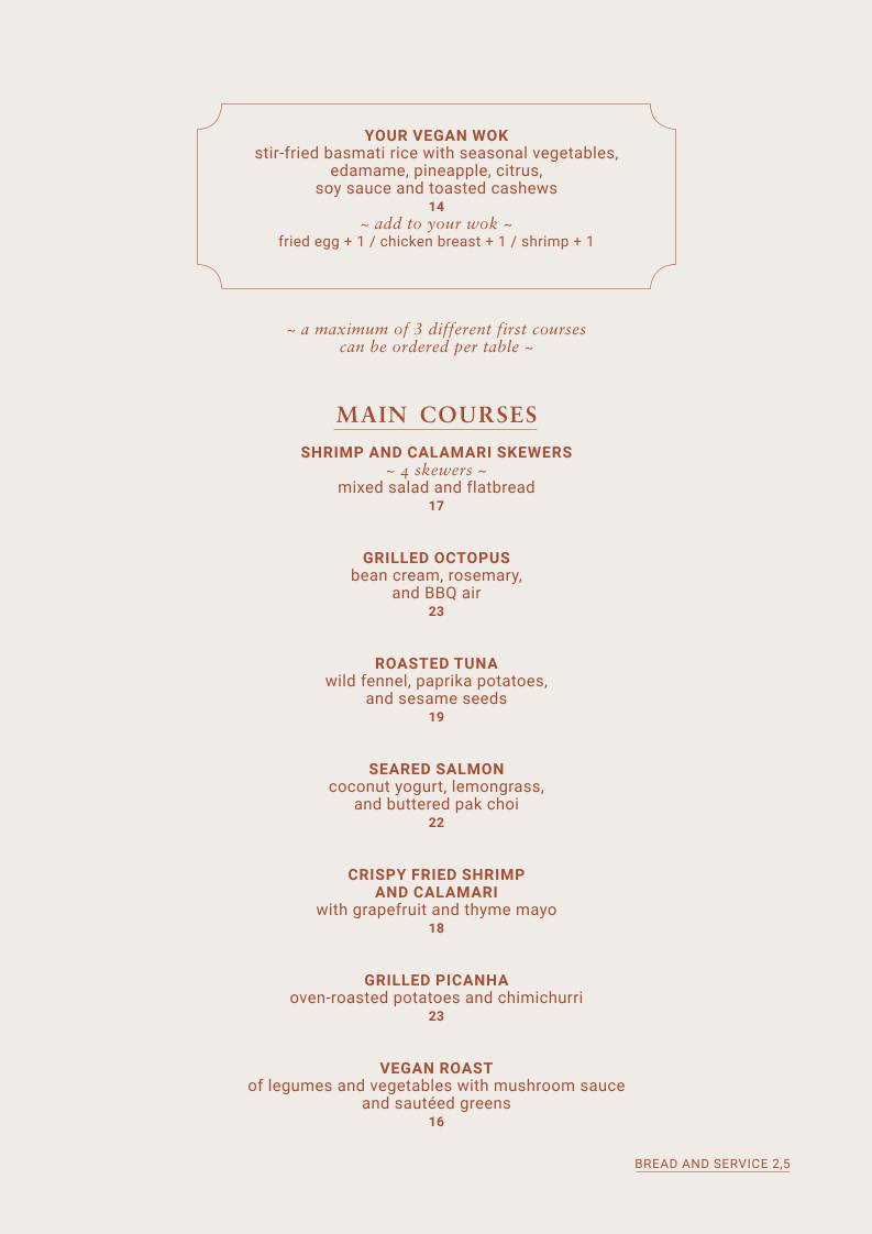 Menu de Darsena Sunset