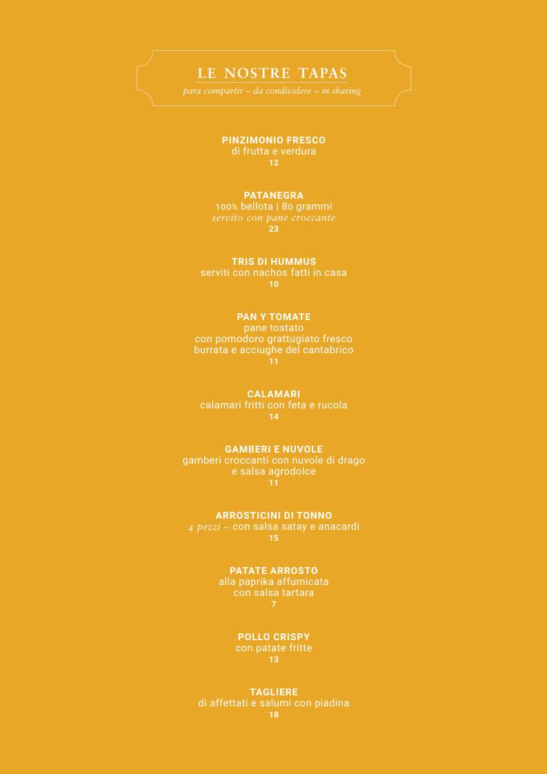 Menu de Darsena Sunset