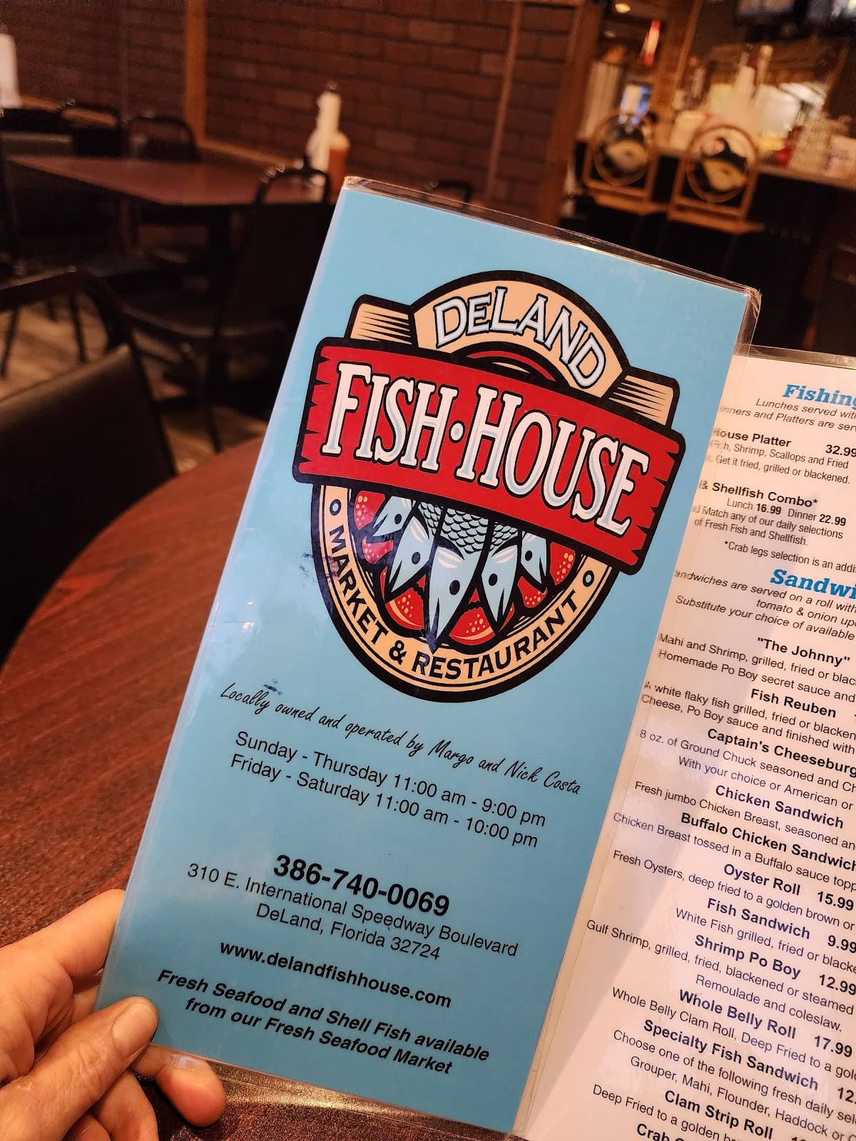 Menu at Deland Fish House restaurant, DeLand, 310 E International
