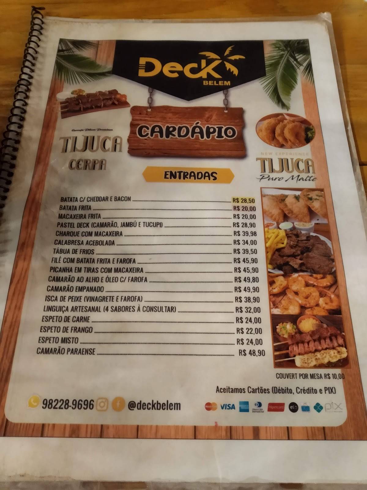 Deck Belém cardápio