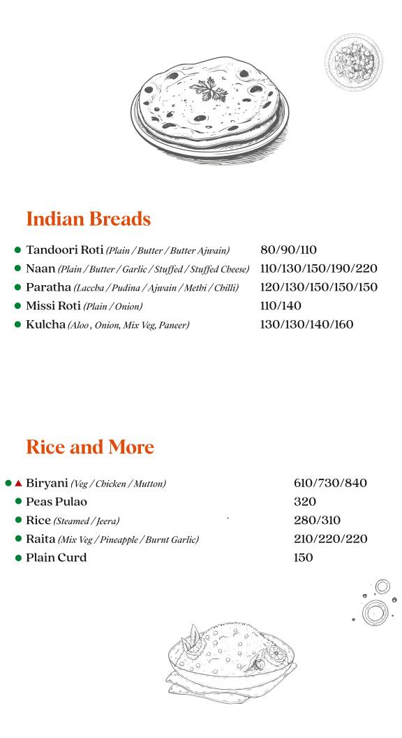 Auric Restaurant & Rooftop Cafe menu