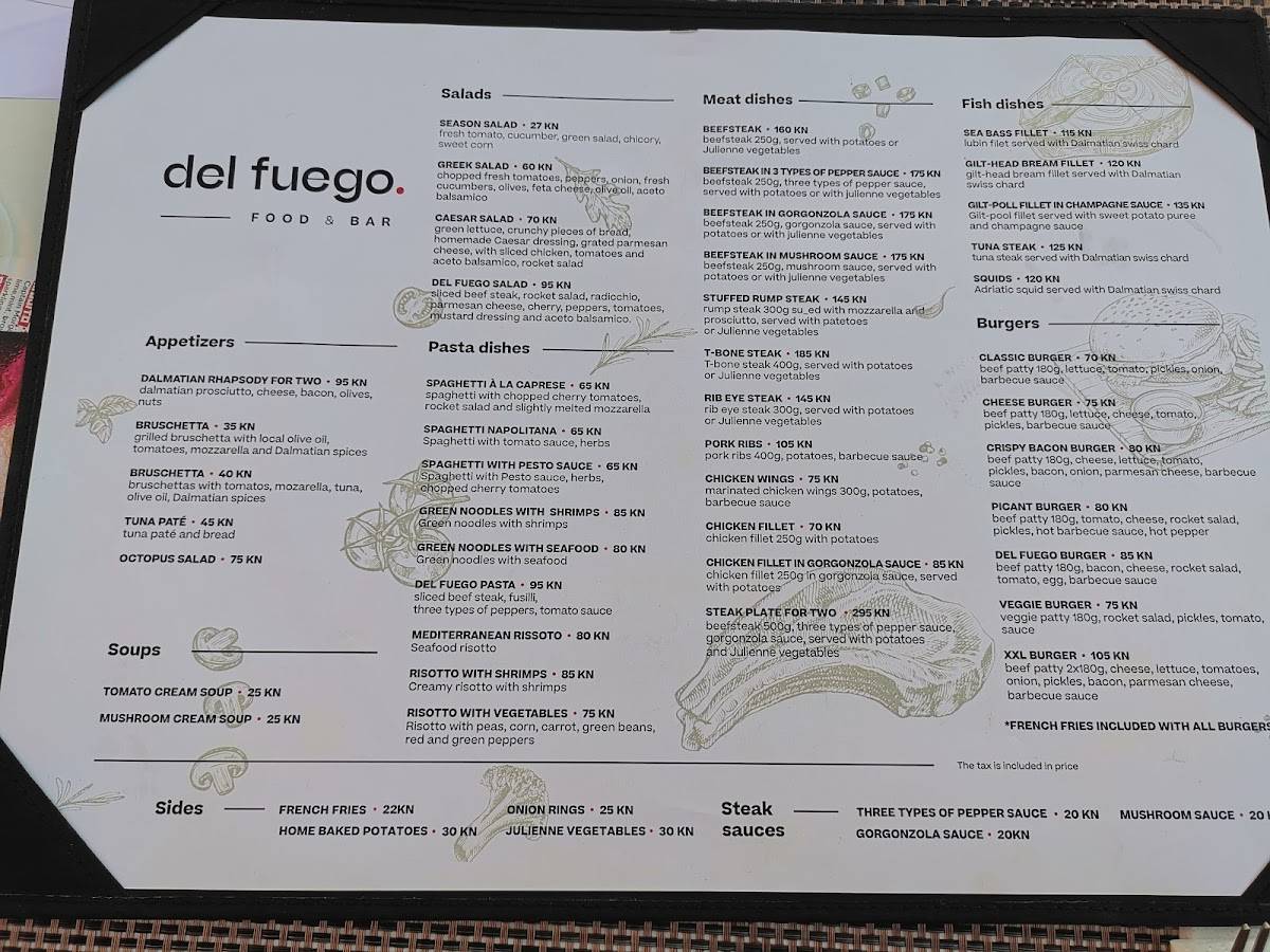 Menu di Del Fuego 