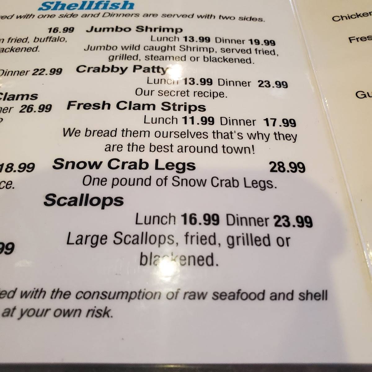 Menu at Deland Fish House restaurant, DeLand, 310 E International