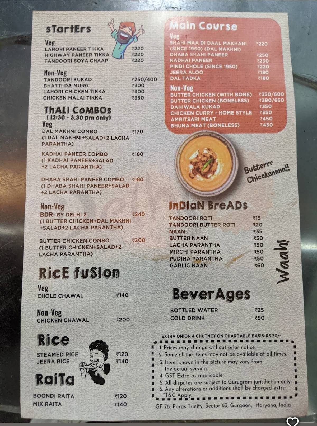 Delhi 2 by Chef Sweety Singh menu