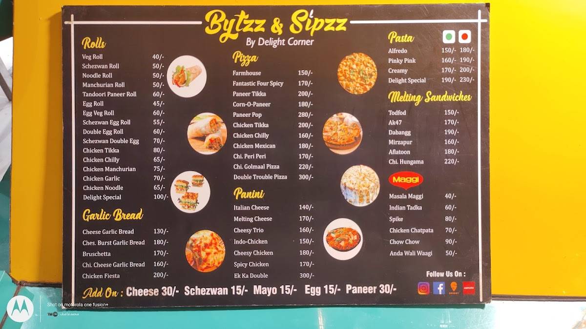 Delight Corner menu