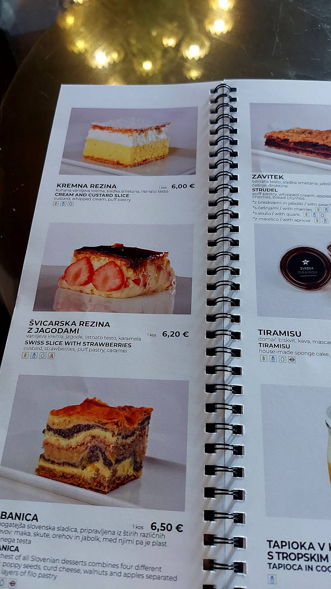 Menu di Kavarna Zvezda, BTC 
