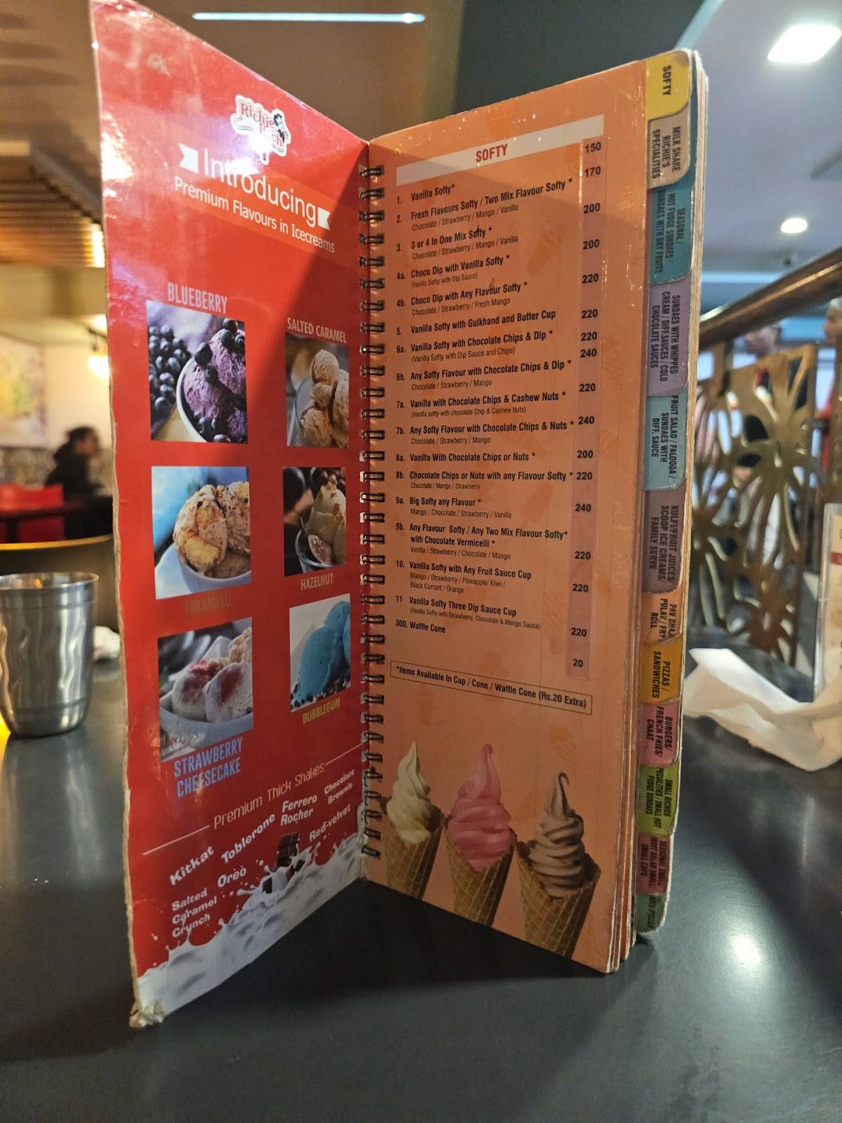 Richie Rich Ice Creams menu