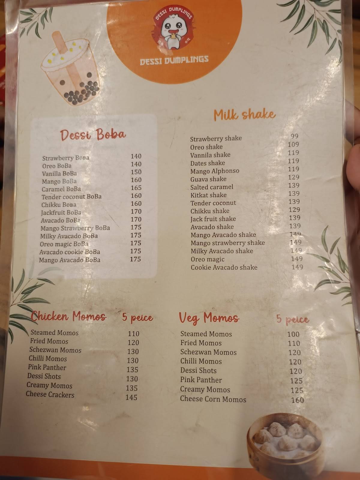 Dessi Dumplings menu