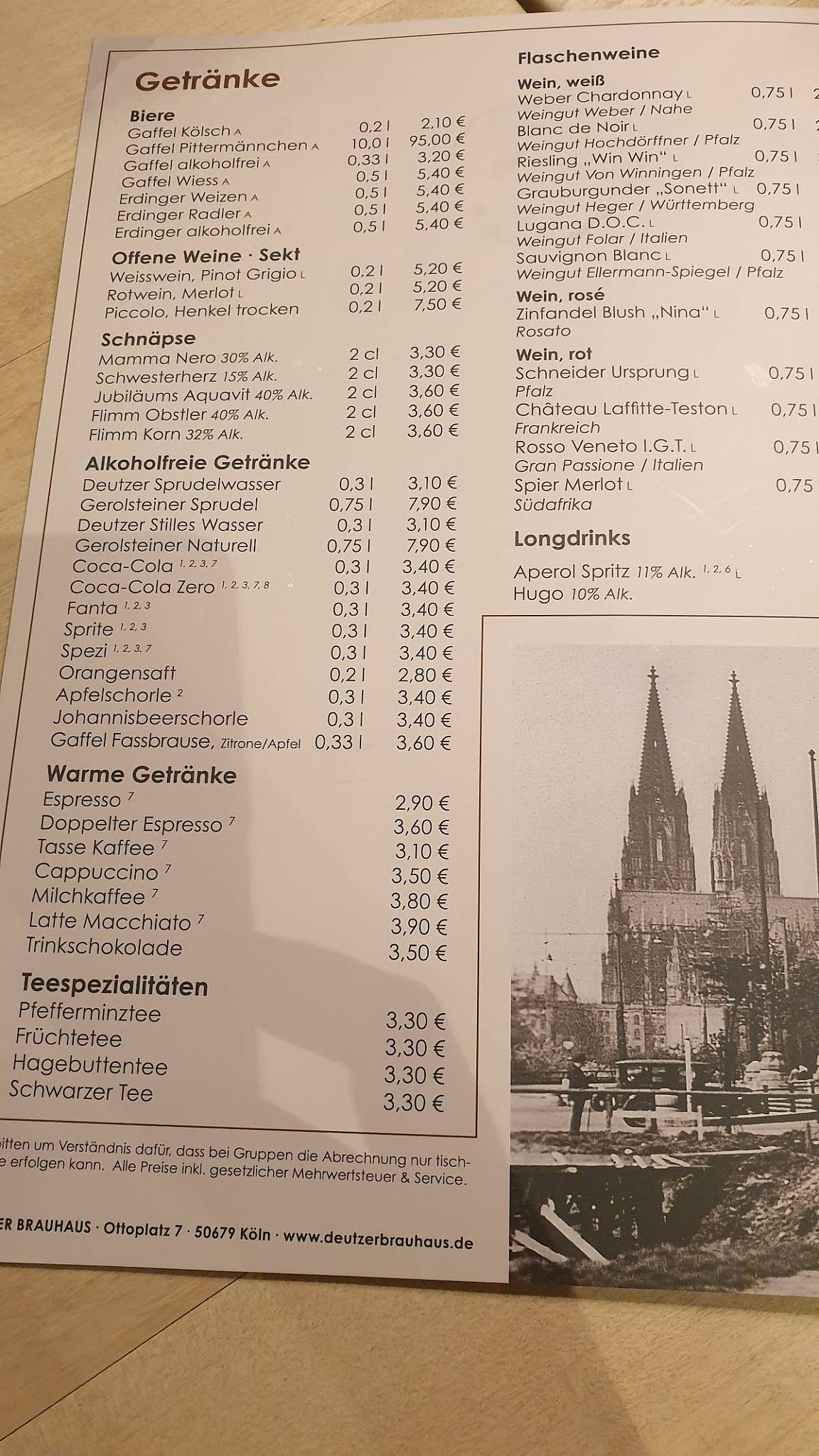 Speisekarte von Deutzer Brauhaus restaurant, Köln