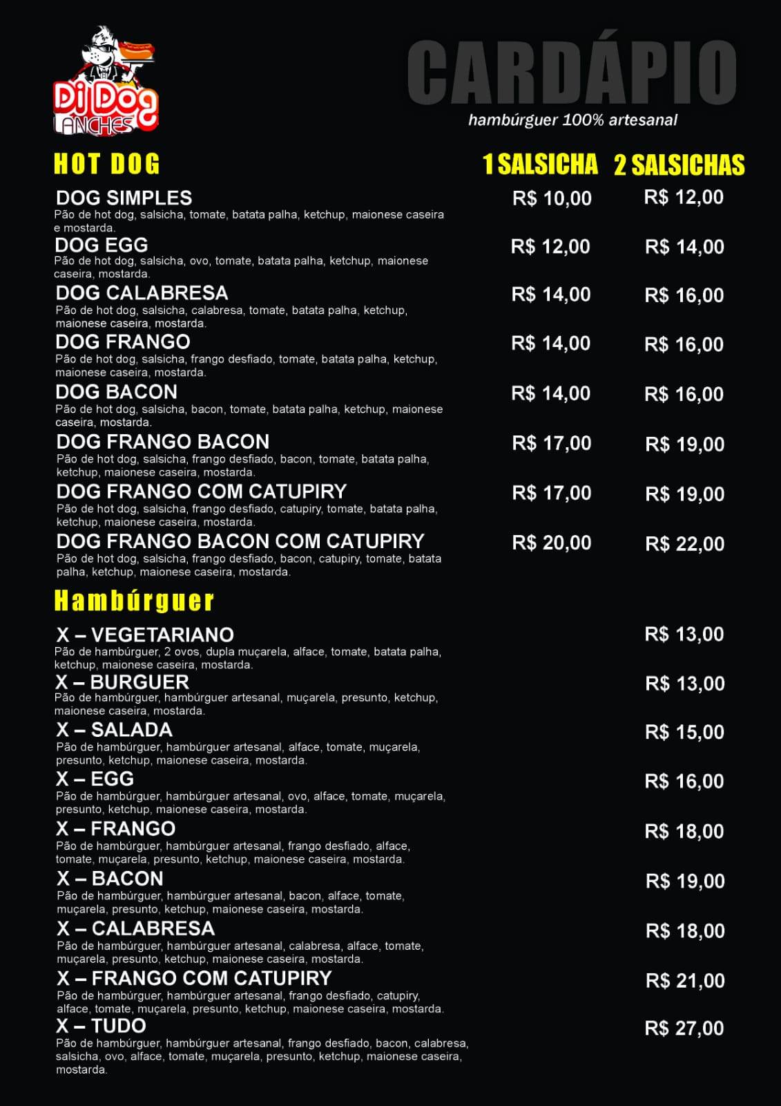 Di Dog Lanches cardápio
