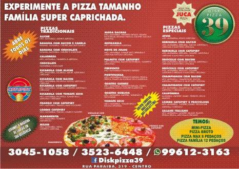 Disk Pizza 39 cardápio