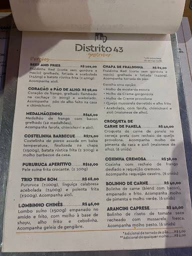 Distrito 43 Gastrobar cardápio