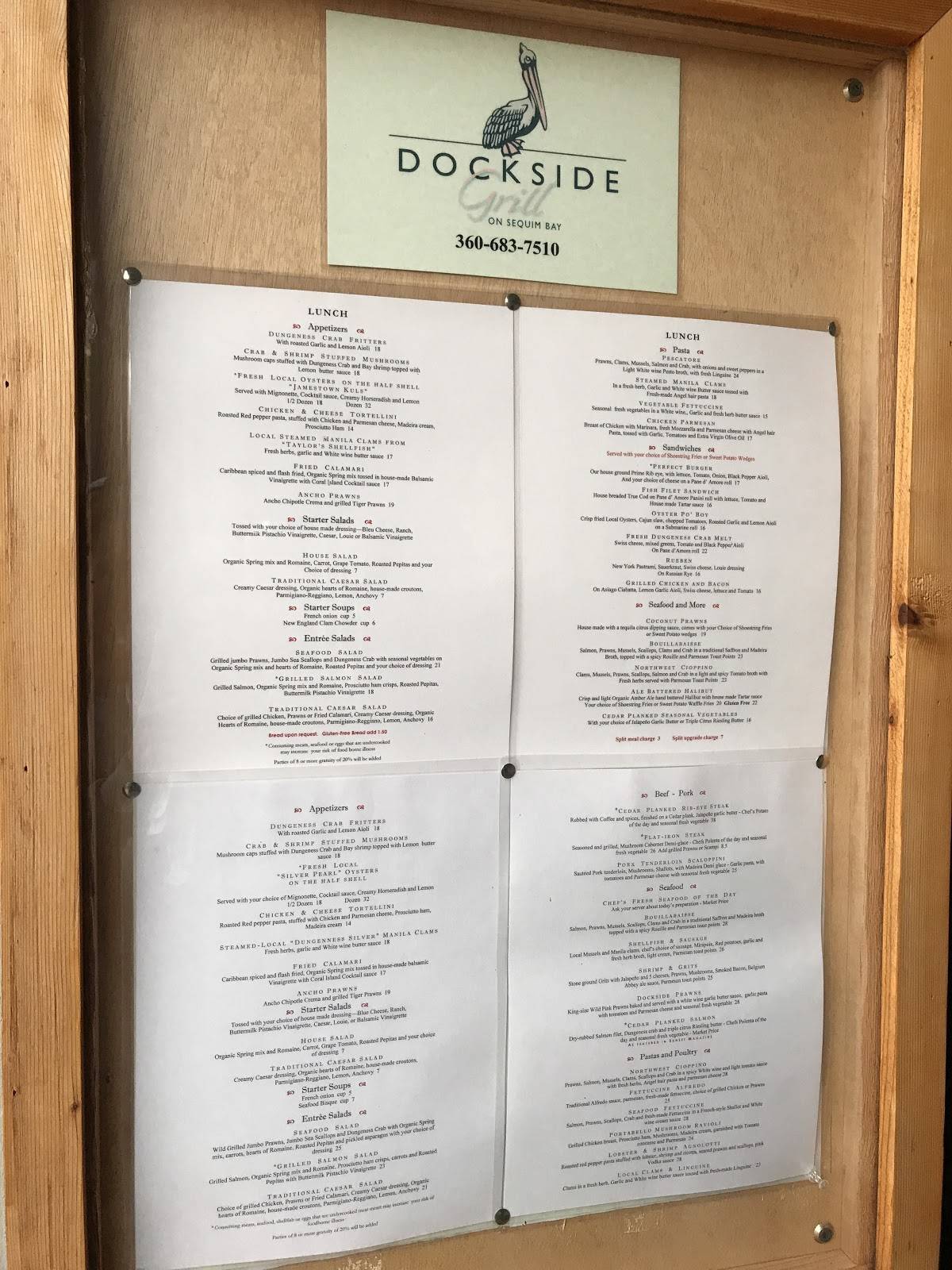 Menu at Dockside Grill steakhouse, Sequim