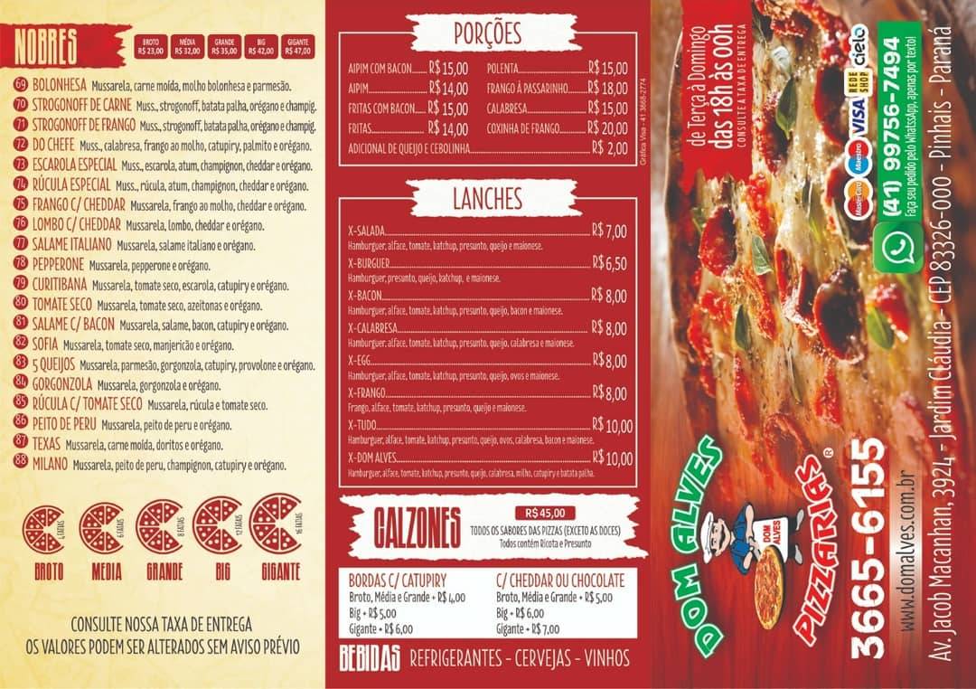 Dom Alves Pizzaria cardápio